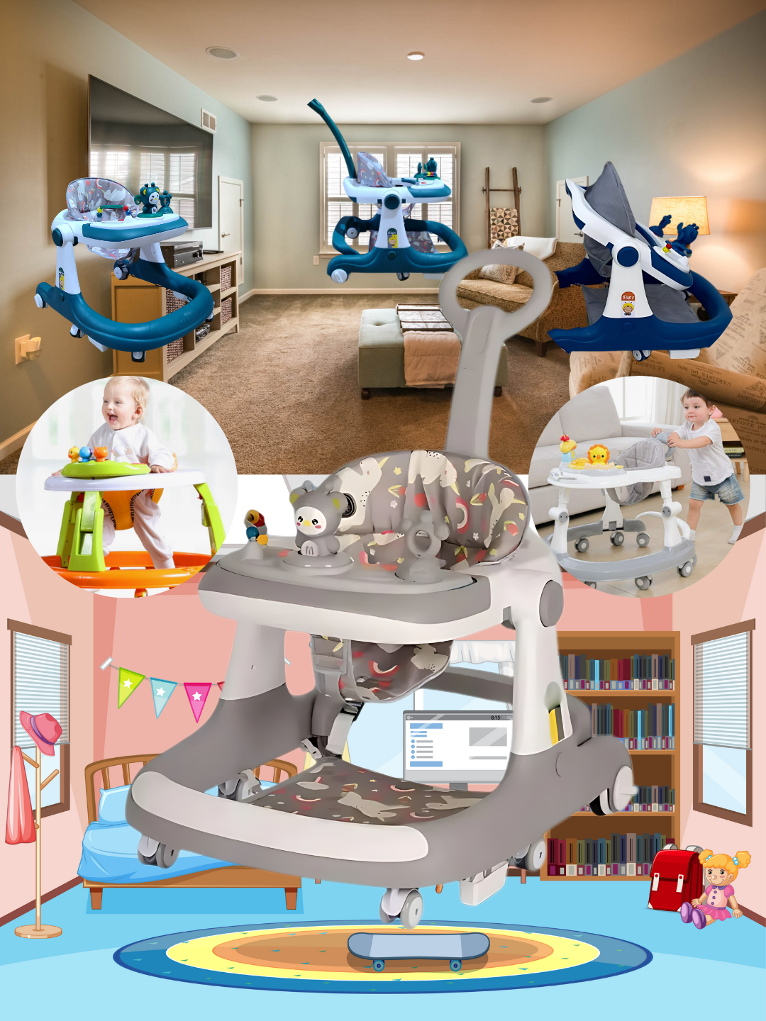 Ходунки 3 в 1, музыкальные, световые эффекты, для развития. — фото 1