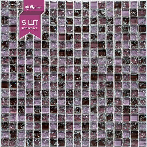 Изображение товара Мозаика стеклянная NSmosaic No-299, глянцевая сиреневая, 305х305 мм, чип 15х15 мм, упаковка 5 шт