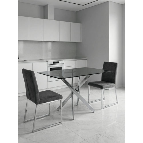 фото Стеклянный стол для кухни рим 10 серый/хром (1000х700 мм) mebel apartment