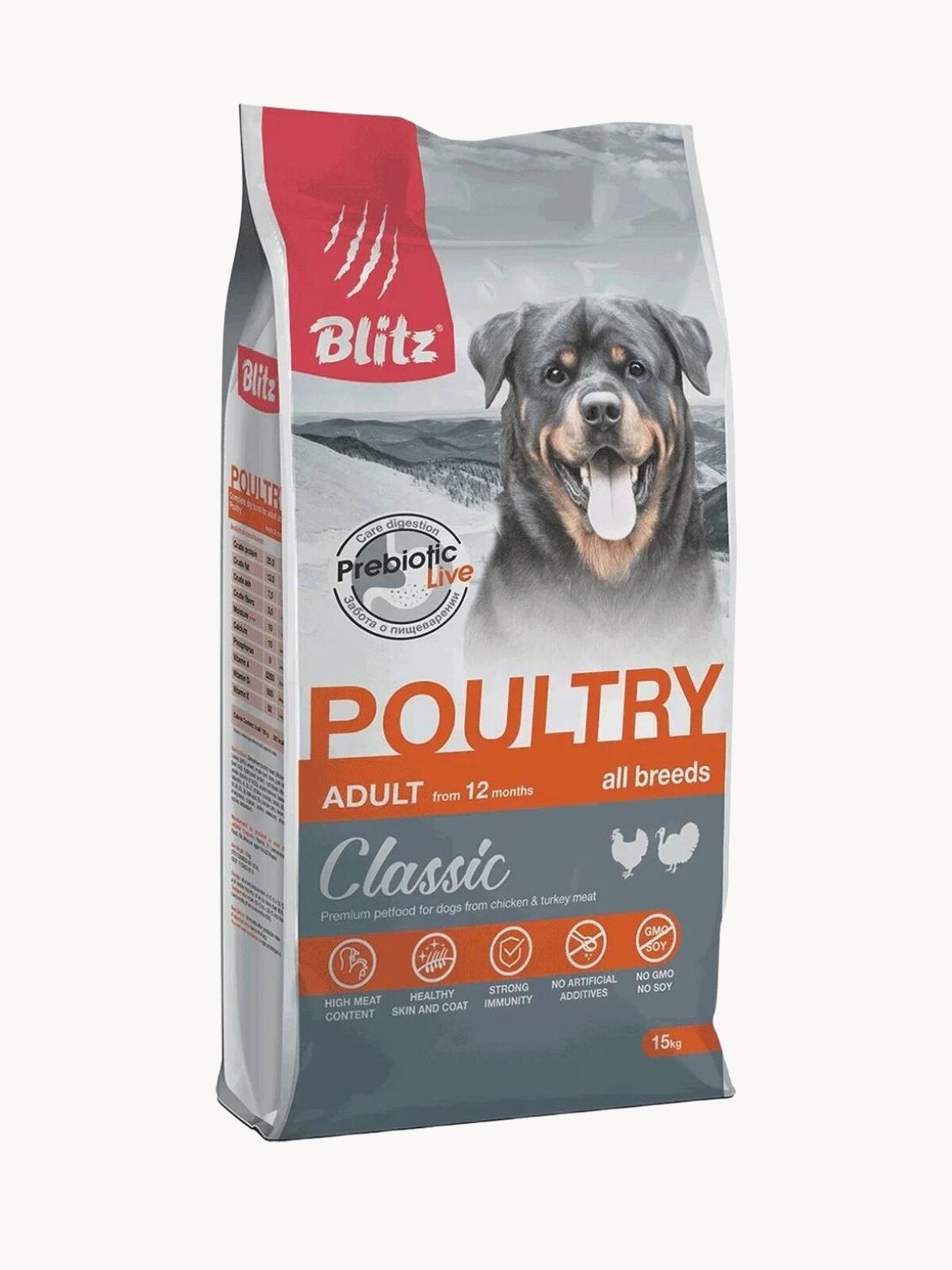 BLITZ ADULT DOG POULTRY/корм для взрослых собак Домашняя птица/15 кг