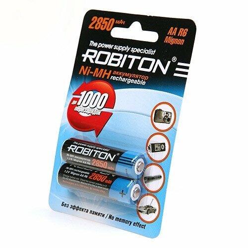 Аккумуляторы AA ROBITON (1.2V, 2850mAh) NiMH, (уп. 2шт.) аккумулятор energizer extreme nh15 aa 2300 2 шт в упаковке 2 уп