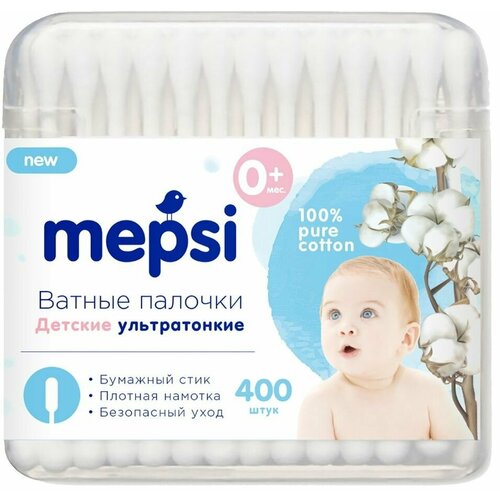 Ватные палочки Mepsi ультратонкие детские 400шт 1шт 905₽