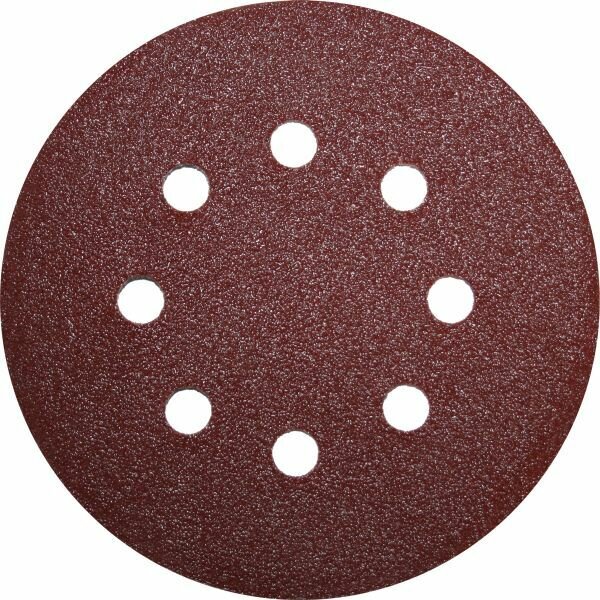 Круги шлифовальные на липкой основе ПРАКТИКА 8 отверстий 125 мм P 80 (5шт.) картонный подвес