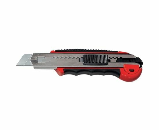 Нож, 18 мм, выдвижное лезвие, метал. направляющая, обрезиненная ручка + 5 лезвий MATRIX 78921 — фото 16