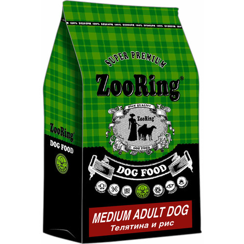 ZOORING MEDIUM ADULT DOG для взрослых собак средних пород с телятиной и рисом (2 кг) zooring original formula для взрослых собак всех пород с телятиной и рисом 2 2 кг