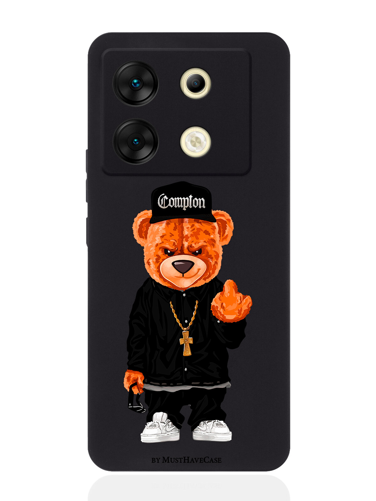 Чехол для смартфона Infinix Zero 30 5G черный силиконовый Мишка Compton