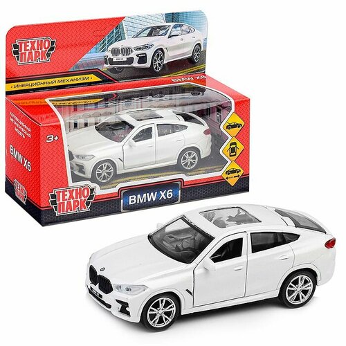 Модель машины Технопарк BMW X6, белая, инерционная, металлическая, 12 см, открываются двери, багаж (X6-12-WH) машины технопарк инерционная модель транспортный корабль