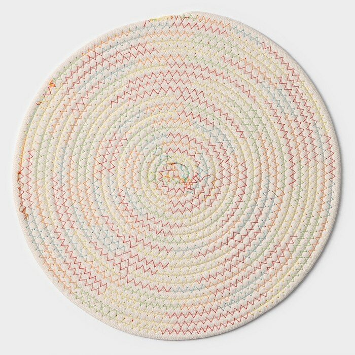 фото Салфетка сервировочная на стол Доляна "Радуга", d=38 см, хлопок, цвет белый