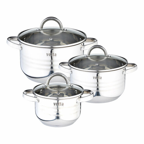 Посуда набор Vetta Фултон 6 предметов нержавеющая сталь 29 40 54л 6299₽