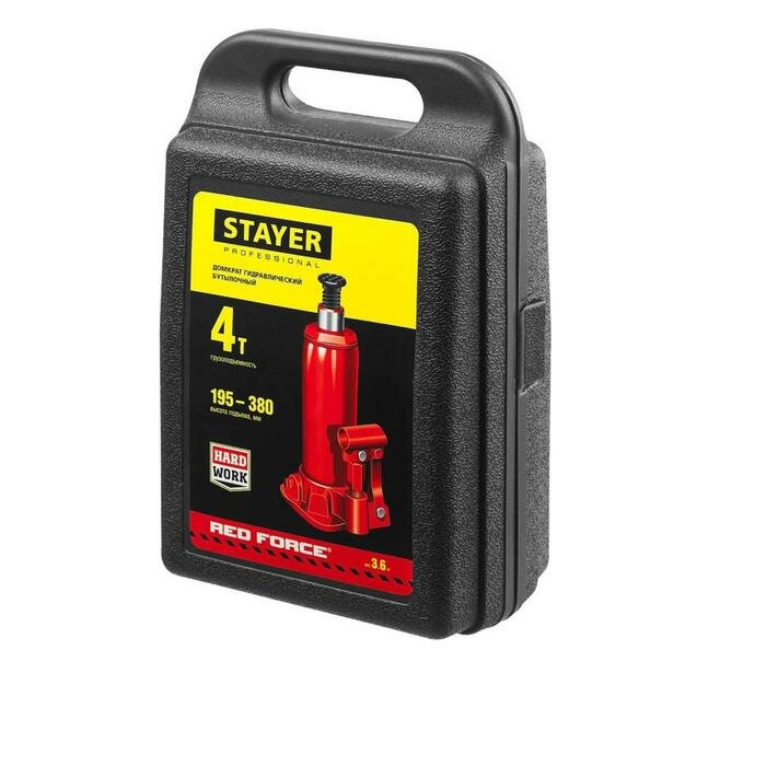 Домкрат бутылочный гидравлический STAYER Red Force 43160-4-K_z01 (4 т)