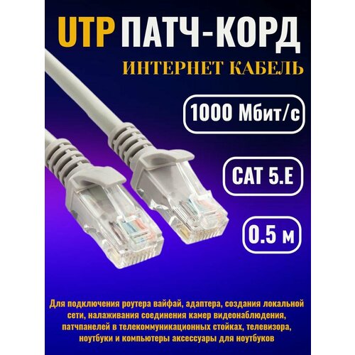 Интернет кабель 0,5 метра, патчкорд UTP, RJ 45