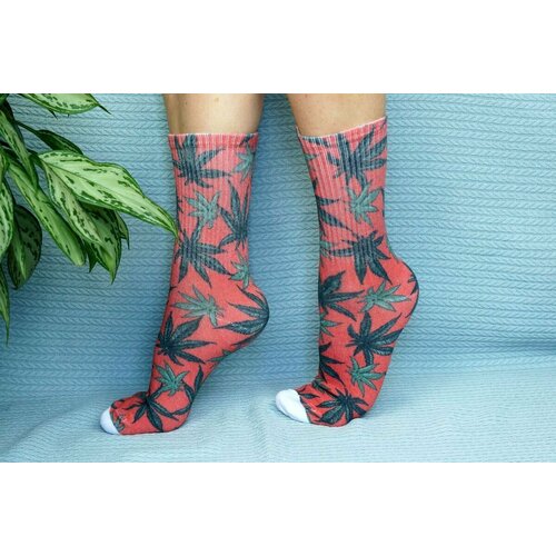 фото Носки cotton print, размер 41/45, оранжевый, зеленый хлопковые cotton print