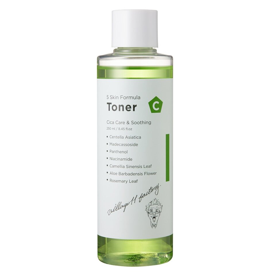 VILLAGE 11 FACTORY C SKIN FORMULA TONER Успокаивающий тонер для лица с экстрактом центеллы азиатской и пантенолом 250мл