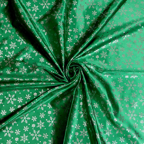 Лоскут Атлас, зелёный с серебрянными звёздами, 100 × 150 см ткань плательная сатин стрейч ширина 150 см цвет лесной зелёный