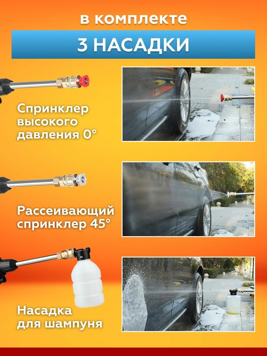 Мойка высокого давления для автомобиля аккумуляторная ручная — фото 3