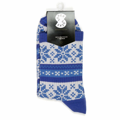 фото Носки super socks, размер 35-40, синий, голубой, белый