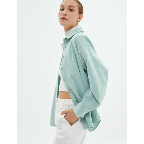 фото Рубашка koton, размер 46, белый, зеленый