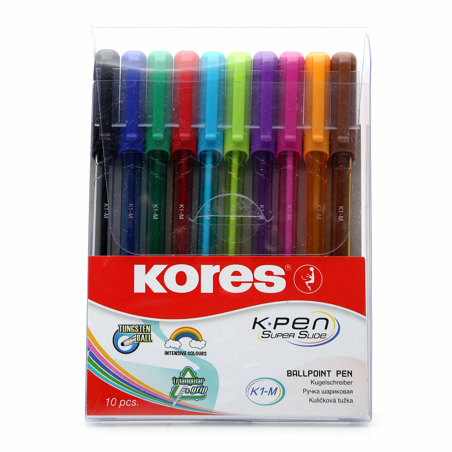 Ручки шариковые набор Kores K1-M 10 цветов - фото №14