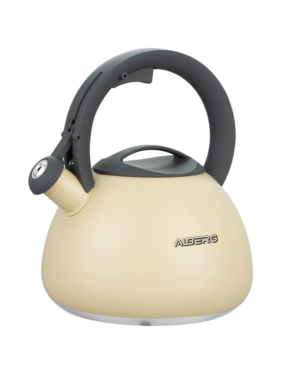 фото Чайник для плиты со свистком ALBERG AL-3060 2.7 литра, бесшовный, термостойкое покрытие «Бежевый»