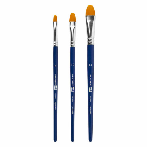 Упаковка 5 шт. Кисти художественные набор 3 шт, синтетика (овальные № 6, 10,14), BRAUBERG ART DEBUT, 201040