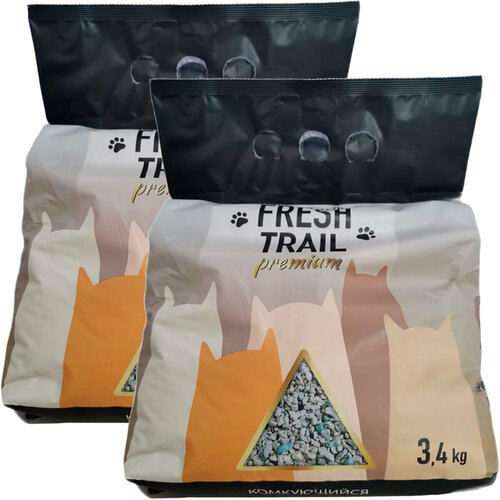 FRESH TRAIL PREMIUM наполнитель комкующийся для туалета кошек (3,4 + 3,4 кг)