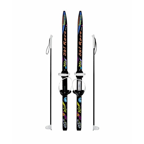 Лыжи подростковые Ski Race с палками, чёрный (120/95) лыжи тяни толкай лыжи подростковые ski race с палками 140 см