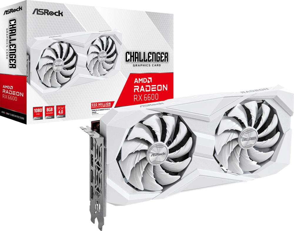 Видеокарта ASRock Radeon RX 6600 Challenger White 8GB (RX6600 CLW 8G)