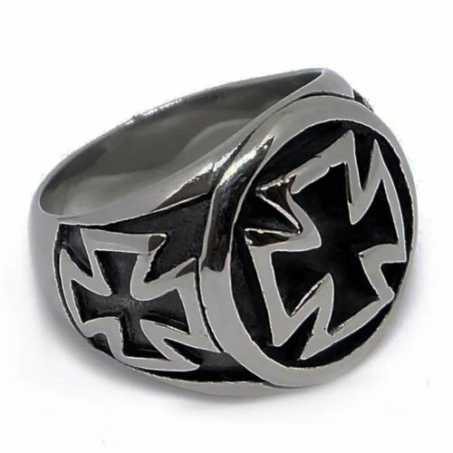 фото Кольцо мальтийский крест с чернением, размер 21, серебряный zloster