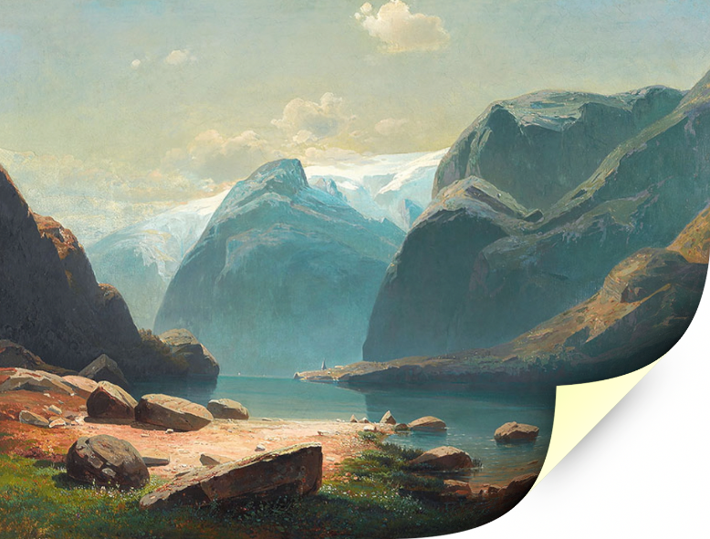"Озеро в горах Швейцарии", Саврасов А. К, картина для интерьера (репродукция) (40х30 см / без подрамника)