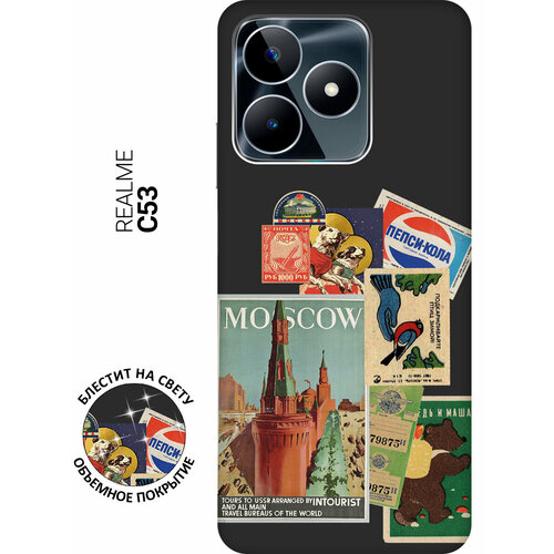 Матовый Soft Touch силиконовый чехол на Realme C53, Рилми С53 с 3D принтом Soviet Stickers черный матовый soft touch силиконовый чехол на realme c30 рилми с30 с 3d принтом soviet stickers черный