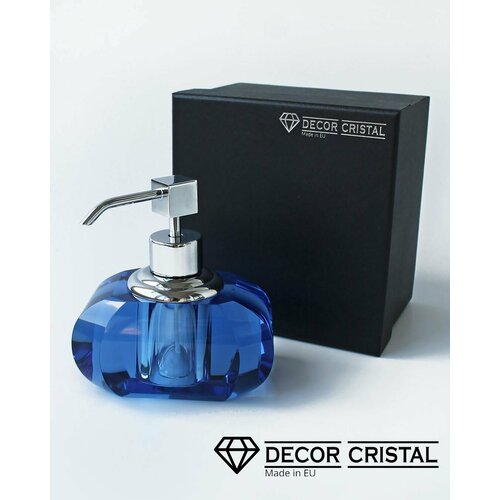 Дозатор диспенсер для жидкого мыла DECOR CRISTAL настольный цвет: хрусталь синий хром