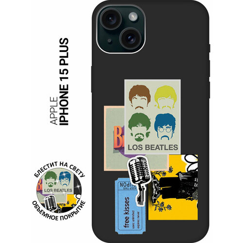 Силиконовый чехол на Apple iPhone 15 Plus / Эпл Айфон 15 Плюс с рисунком Beatles Stickers Soft Touch черный силиконовый чехол на apple iphone 15 эпл айфон 15 с рисунком paris stickers soft touch черный