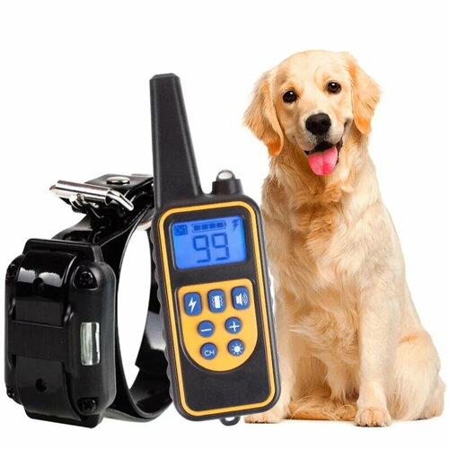 Ошейник для дрессировки собак/IN-165/с пультом/ЖК-экран с подсветкой/для коррекции поведения собак/до 800 м/черный