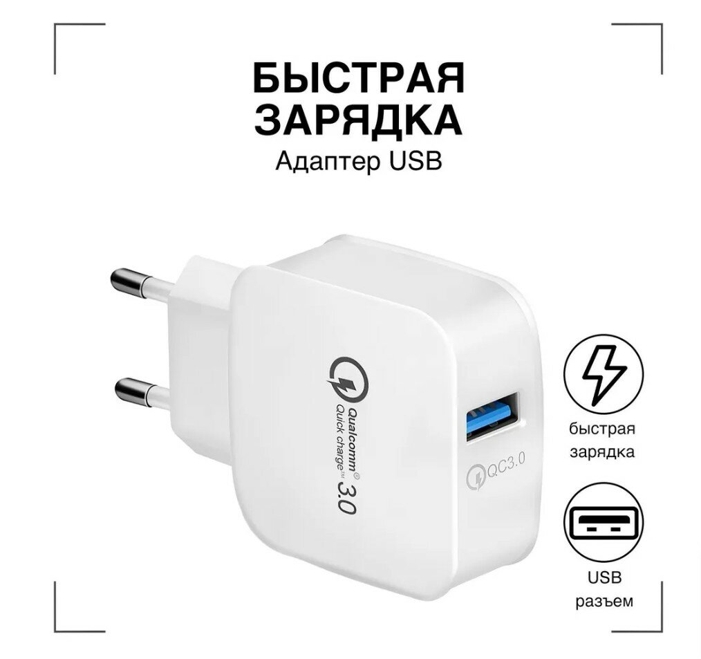 Зарядное Устройство для телефона USB Адаптер / GQbox / Быстрая зарядка iPhone и Android / для Apple iPhone и Android / Адаптер для зарядки