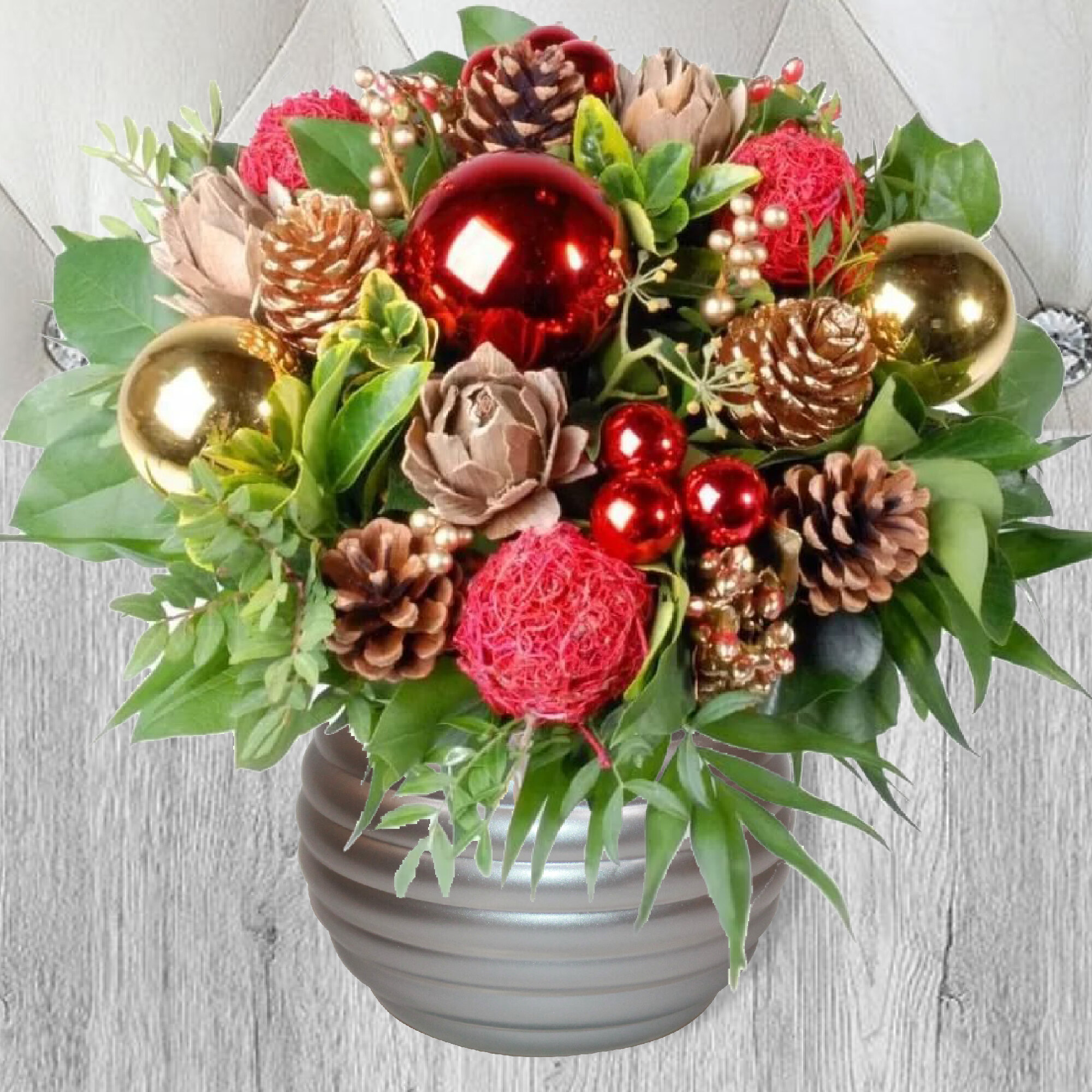 фото Ваза "Зара" серебристый металлик ф16 см, h=13 см