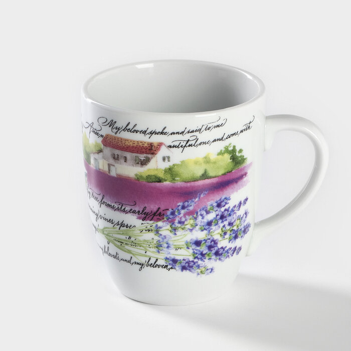 фото Кружка фарфоровая челси «Прованс», 300 мл, d=8,2 см, белая