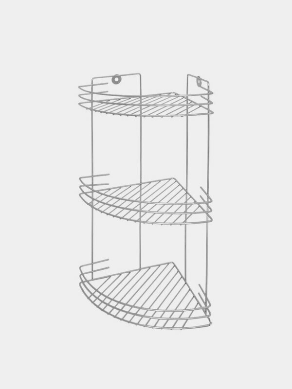 Полка угловая трехъярусная CHR-372, 19*19*40 см, хромированный металл, крепление шуруп