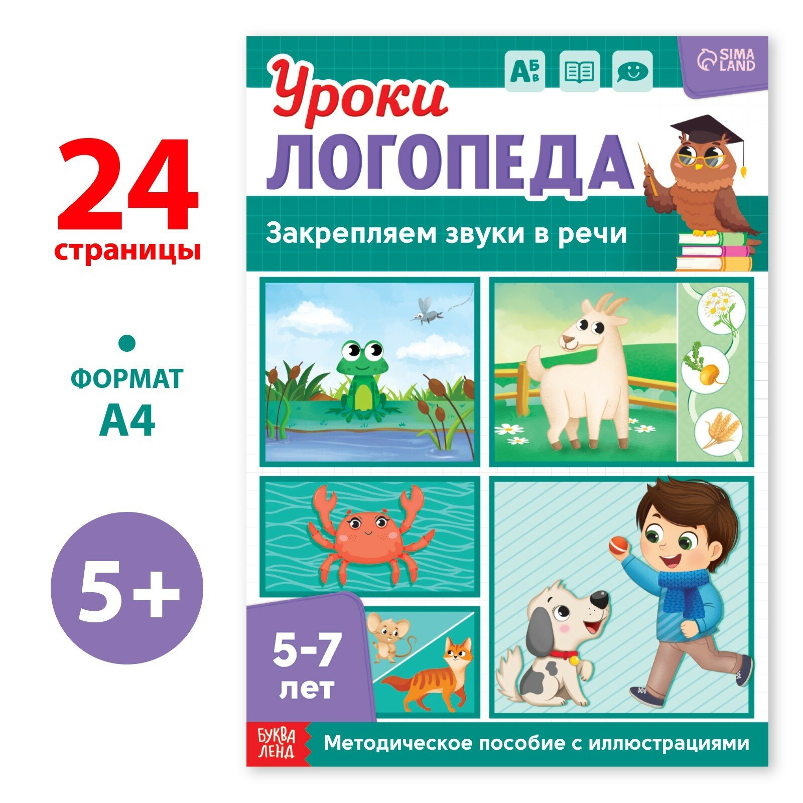 Книга «Уроки логопеда. Закрепляем звуки в речи», 24 стр, 5-7 лет