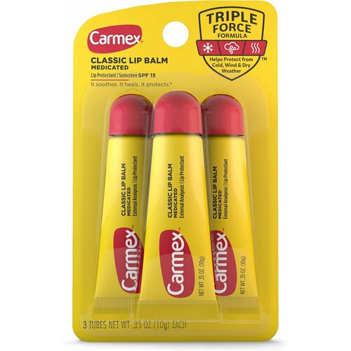 Carmex Lip Balm Classic Medicated Кармекс набор из 3 бальзамов для губ тюбик классика carmex classic бальзам для губ