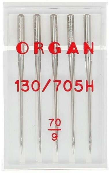 Иглы для швейной машины ORGAN универсальные, №70, 5шт, 1шт