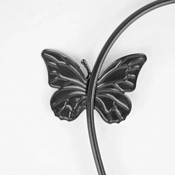 Опора для вьющихся комнатных растений "Сердце с бабочкой" черная, Держатель для цветов металлический