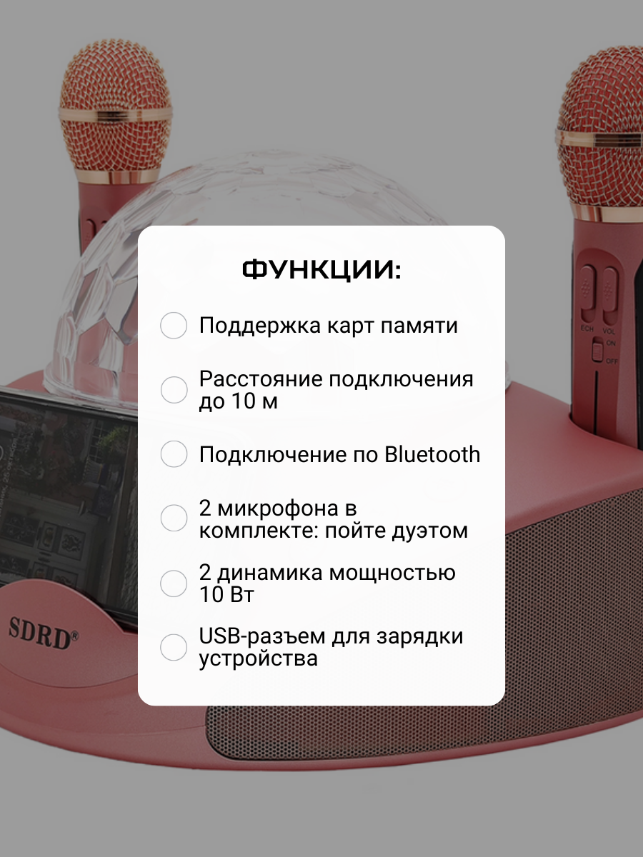 Беспроводная караоке система SOVA SD-308 с 2 микрофонами