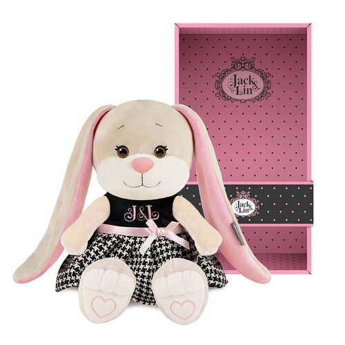 Мягкая игрушка JACK&LIN плюшевая зайка в подарочной коробке мягкая игрушка зайка lin в платьице с розовым поясом 20 см в наборе1шт
