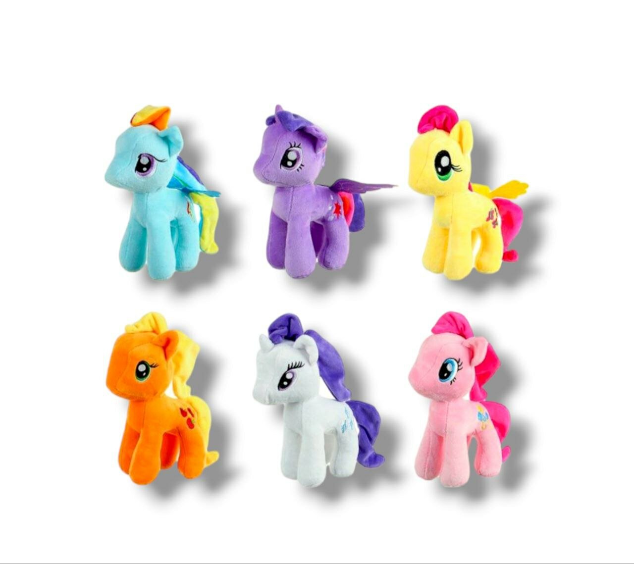 Набор мягких игрушек Пони лошадки 6 шт разноцветные по 30 см