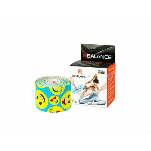 фото Кинезио тейп bbtape 5 см × 5 м смайлики голубой bbalance