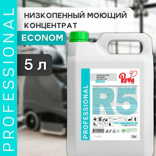 Рева Универсальный низкопенный моющий концентрат R5 Reva Care Professional средство для мытья пола, химия для клининга дома, 5 литров