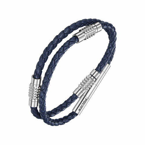 Плетеный браслет Police KINGPINS, 1 шт., размер M, серебристый, синий