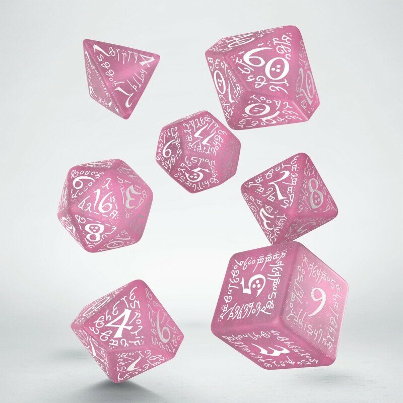 Набор кубиков Q-workshop Elvish Dice Set: Shimmering pink and White, 7 шт