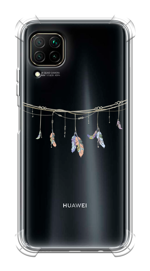 Противоударный силиконовый чехол на Huawei Nova 6 SE / Хуавей Нова 6 SE с рисунком Перышки на веревке