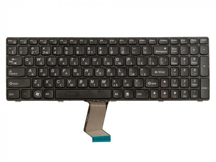 Клавиатура (keyboard) для Lenovo Z570, B570, B590, V570, Z575 [25-012459] [25-013347] [25013375] (ZeepDeep Haptic) Black, black frame, гор. Enter